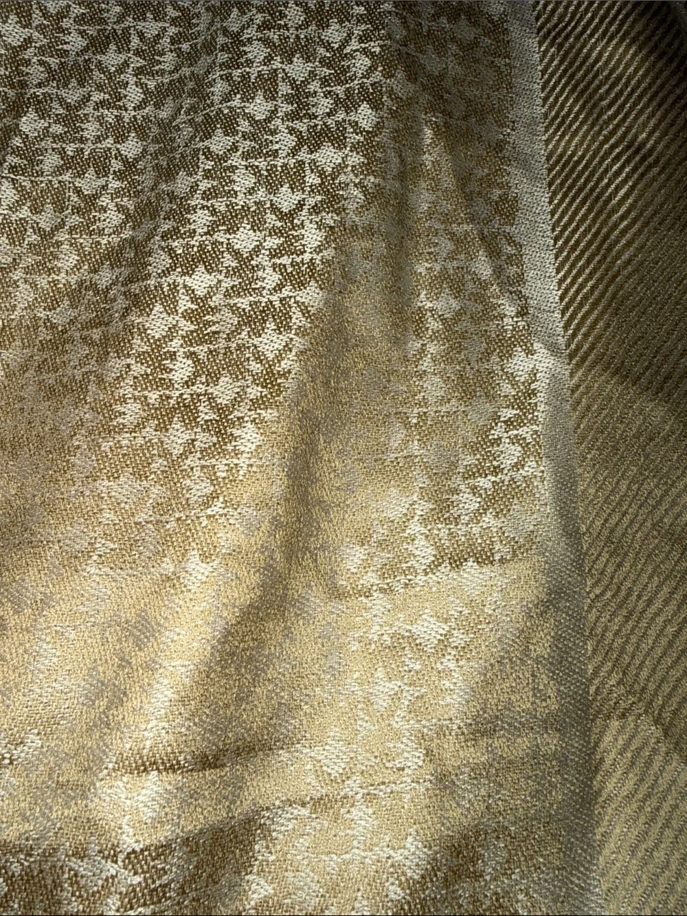Michael Kors NWT Metallic Gold Ivory Jacquard Logo Scarf Wrap Shawl NWT 25”x84”